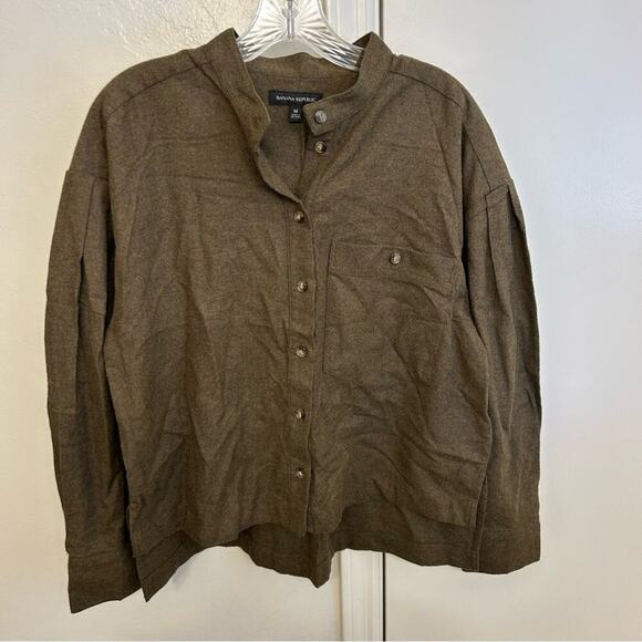 Banana Republic Piazza Flannel Shirt Olive Green Women's Size M - Picture 2 of 7
